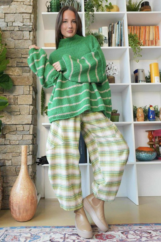 Big Softie Stripe Funnel Grunge Knit Jade /8=